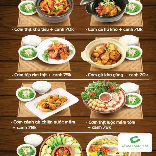 Menu cơm văn phòng in nhanh, màu sắc món ăn cần đúng với file thiết kế