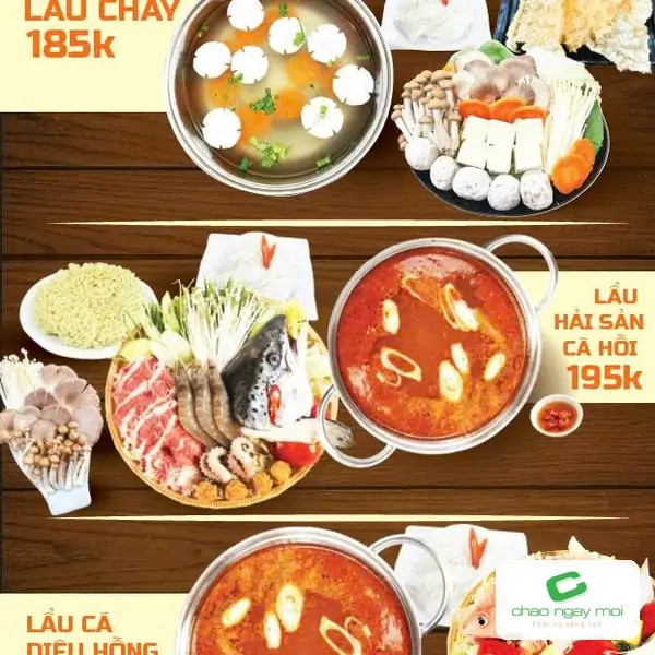 Menu đại tiệc lẩu in nhanh với nền màu đậm, dễ lệch màu nếu không kiểm tra mẫu