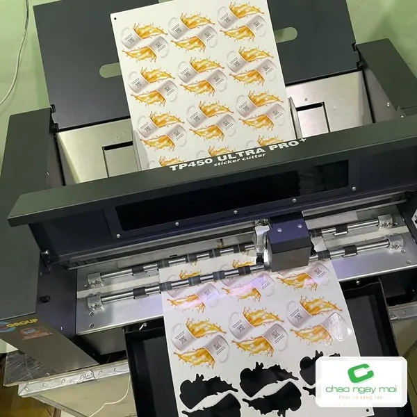 Máy cắt decal tạo hình các nhãn có đường viền phức tạp
